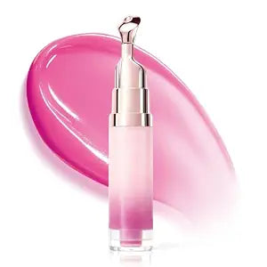 Peptide Lip Gloss, Hydrating Brightening Lip Serum Smooth Lips Lines Lightweight Non Sticky, Overnight Hydrating Daily Use Acid Moisturizing Plumping Glow Treatment Squalane Hyaluronic, Pink Berry