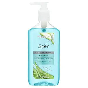 Suave Antibacterial Hand Wash, Sea Minerals & Aloe, Kills 99.9% of Bacteria, Gentle, Moisturizing Liquid Hand Soap for Kitchen & Bathroom, 12 FL OZ