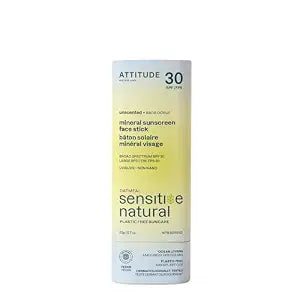ATTITUDE Sensitive Skin Face Sunscreen Stick SPF 30, Unscented, 0.7 Oz