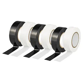 3-Roll White and 3-Roll Black Electrical Tape Combo 19mm  18m High-Adhesion PVC Insulation Tape for Insulation Repair and Wire Protection