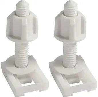 2Pcs White Plastic Toilet Seat Screws and Nuts with Washers,Hinge Bolts Screws Hinges Replacement Parts for Mounting Toilet Seats Toilet Lid Toilet Seats