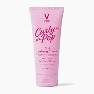 V&Co. Curly Pop Curl Defining Cream – Curl Cream for Curly Hair, Anti Frizz & Moisturizing Hair Care with Peptides & Jojoba Oil – Defines Curls, Enhances Elasticity & Adds Hydration – 6 oz