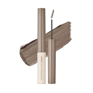 PERIPERA Speedy Skinny Brow Mascara (06 BEIGE ASH), Tinted Eyebrow Mascara with Slim Precision Brush, Clump-Free Natural Brows, K Beauty, Korean Makeup