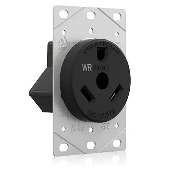 ELEGRP NEMA TT-30R RV Receptacle, Weather Resistant 30A 125V Flush Mounting Power Outlet, WR Electrical Straight Blade Receptacle for RV & Travel Trailers, Heavy Duty, Grounding, UL Listed, 1 Pack