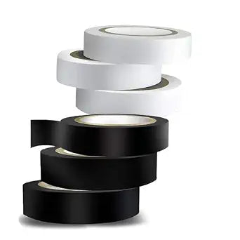 Wapodeai 6PCS (3 Black + 3 White) Electrical Tape, 0.62 in X 49 ft