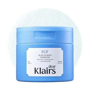 DearKlairs EGF Blue Calming Toner Pad | Cooling & Redness Relief, 60 Pads