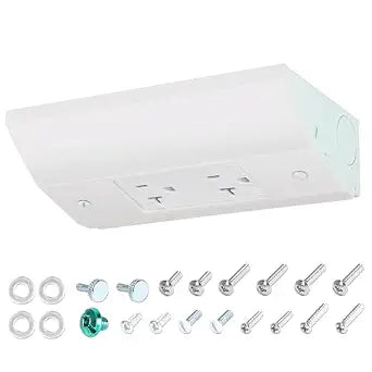 Under Cabinet Outlet Box with 15 Amp 125V Tamper-Resistant Duplex Receptacle (UL Listed), Hidden Electrical Solution, Easy to Install and Wire, Heavy Duty Metal Structure, Comply with NEC Standards