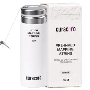 Curacoro Brow Mapping String 30m, Pre-Inked Bamboo Charcoal (White)
