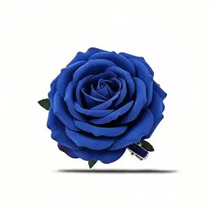 Royal Blue Rose Hair Clip Brooch 2-in-1, Large Fabric Flower Pin for Women Girls, Mexican Fiesta Flamenco Hair Accessories, Wedding Party Prom Corsage, Travel Holiday Gifts (Blue)