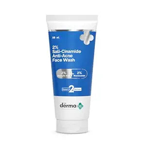 The Derma Co Sali-Cinamide Anti-Acne Face Wash | with 2% Salicylic Acid & 2% Niacinamide | Helps Reduce Acne & Acne Marks | Deeply Cleanses Clogged Pores | 2.71 Fl Oz/80ml