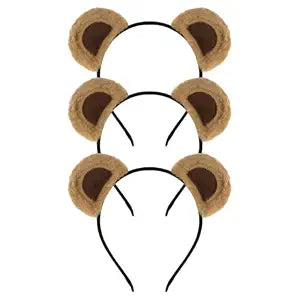 3 Pack Brown Bear Ears Headband Plush Soft Teddy Bear Costume Ear Headbands for Kids Adults Cute Furry Animal Ear Hair Hoop for Halloween Cosplay Birthday Theme Party Dress Up Accessories