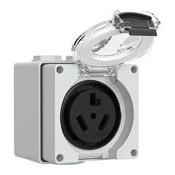 30Amp Power Outlet Box,125/250Volt NEMA 10-30R Receptacle Outdoor dustproof and Weatherproof for Electric Dryers, Heavy Duty Industrial Grade Power Receptacle,No Grounding,etc.ETL Listed.