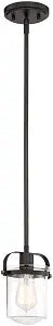 DESIGNERS FOUNTAIN Jaxon 1-Light Oil Rubbed Bronze Mini-Pendant Light with Clear Glass Shade, 90630-ORB
