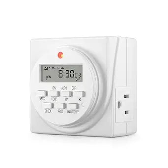 BN-LINK Indoor 7-Day Programmable Digital Timer Outlet, 2 Outlets, 1 Pack