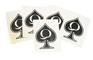 5pc Large Temporary Tattoo Queen of Spades BBC QoS ï¿½ï¿½ï¿½ 5 Sheets, One Bold 3-Inch QoS Spade Symbol Per Sheet, Waterproof Adult Lif