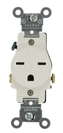 Leviton 15-Amp, 250-Volt, Narrow Body Single Receptacle, Straight Blade, Commercial Grade, Grounding, 5029-W, White