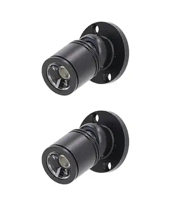 Dimmable 12V LED Mini Spotlights for Display - 1.5W Warm White 3000K, Tiny Spotlights for Displays with Dimmer, Black - Pack of 2
