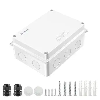Waterproof Electrical Junction Box (5.9"x4.3"x2.8") with 10 Reserved Holes for Electronics - Sturdy ABS Plastic IP65 Dustproof Project Enclosure - White, (150x110x70mm)