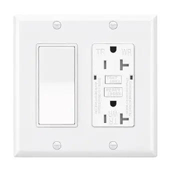 Baomain Decora Switch,20A GFCI Outlet with 2-Gang Wall Plate