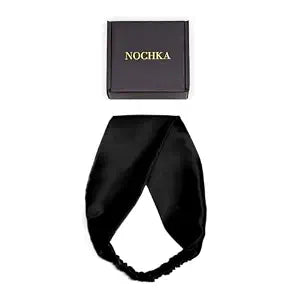 Nochka Fashion 100% Pure Mulberry Silk Headband – Elastic Flat Hair Wrap Accessory for Women, Soft and Durable, Ideal for Hair Protection and Stylin (Black)
