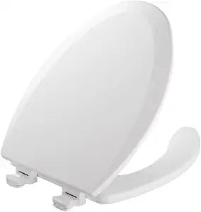 Mayfair 18440EC Open Front Toilet Seat and Lid, Easy Clean Hinges and Durable Wood Seat, Made in USA, Elongated, White