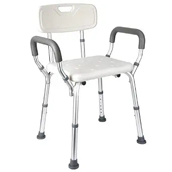 Shower Chair Seat with Padded Armrests, Heavy Duty Shower Stool 350 Lb Capacity for Bathtub, Slip Resistant Shower Bench with Adjustable Height