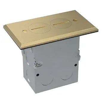 TG Screw Cap Floor Box Kit, 5"x2.8", 1-Gang, 20A Duplex Receptacle, Brass