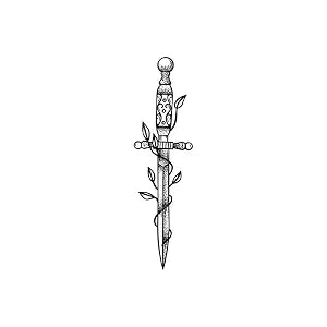 Sword Temporary Tattoo Sticker Waterproof Grey Vintage Adult Men Women Arm Shoulders Body Art 13.8X4cm Set of 5