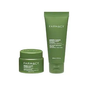 Farmacy Deep Double Cleanse Skincare Gift Set - Green Clean Makeup Remover Cleansing Balm & Whipped Foaming Face Wash for Oily Skin - Melts Away Makeup & Helps Promote Healthy Skin (2 Count)