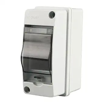 Din Rail Enclosure 2-Way Power Distribution Protection Box Lock Electrical Panel Box Cover Junction Boxes Outdoor Distribution Junction Boxes for Indoor Outdoor Wall (White)