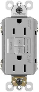 Legrand Radiant 1597TRWRGRYCCD4 15 Amp Outdoor GFCI Self Test Tamper Resistant Weather Resistant Decorator Duplex Outlet, Gray (1 Count)