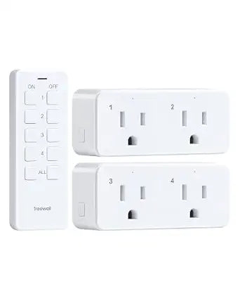 2-Outlet Remote Control with Independent Sockets, Magnetic Switch