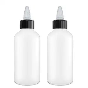BRIGHTFROM Twist Top Applicator Bottles, Squeeze 4 OZ Empty Plastic Bottles, Refillable, Black Open/Close Nozzle - Multi Purpose (Pack of 2)