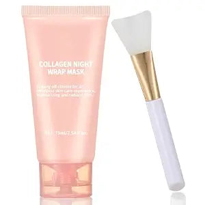 TYTCA Collagen Night Wrapping Mask Peel-Off Overnight Collagen Face Mask - Deeply Hydrates & Firming & Glowy - Reduce Sagging & Wrinkle For Glowing Skin 2.54 fl.oz with Mask Applicator