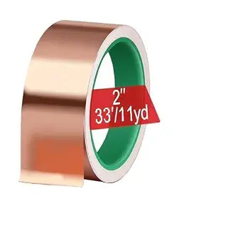 2 Inch X 33 FT - Copper Foil Tape for Slugs and Snails Dual Conductive Adhesive 11 Yards Extra Wide EMI, RFI Shielding Tape for Guitar, Electrical Repair, Grounding Barrier for Slug in Gardens