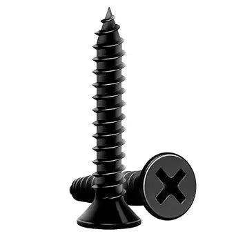 Wood Screws 1 Inch, 130PCS, FIXLINK #8 x 1 Flat Head Black Screws