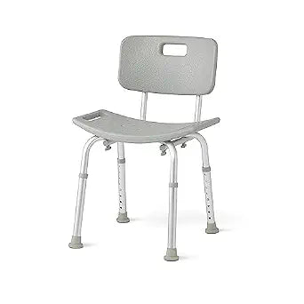 Medline Bath Chair, Bench, Seat, Stool for Disabled, Seniors & Elderly Bathroom Transfer Inside Shower/Tub/Bathtub  400 Lbs. Capacity, Gray