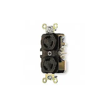 Hubbell Wiring Systems HBL4550 RTP Face Twist-Lock Duplex Receptacle, 15 Ampere, 250V, 2-Pole, 3-Wire Grounding, Brown