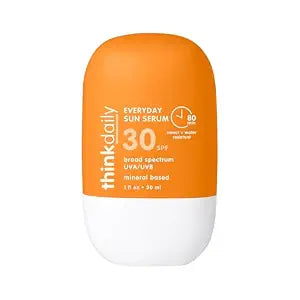 Thinkdaily Everyday Sun Serum SPF 30, Mineral Sunscreen for Face, 1 Fl Oz