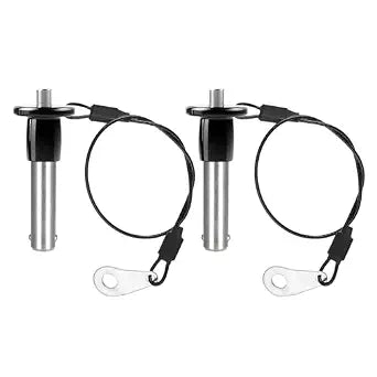 2Pcs 3/8" x 1" Quick Release Pin with Lanyard, 304 Marine Grade Stainless Steel Ball Lock Pin with Push Button, Quick Release Dowel Pin for Boat Bimini Top, Deck Hinge & Gym Equipment