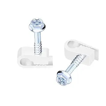 Cable Clips with Screws Fastener 1/4 Inch (6 mm) - All Weather Wire Clips for Coaxial, Ethernet,Electrical Cables,Brick/Stucco Siding Clips, UV-Resistant for Outdoor Wall Mount, 100 Pack,White