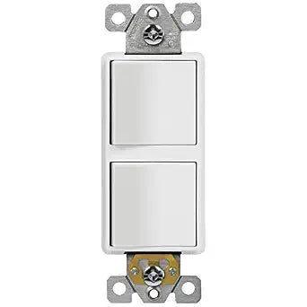 ENERLITES White Double Paddle Decorator Single Pole Switch, 15A, 1 Pack
