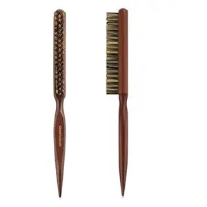 GranNaturals Hard Bristle Teasing Hair Brush for Women - Stiff Slick Back Comb with Rat Tail Pick for Hair Sectioning Used for Edge Control, Backcombing, Smoothing, Styling Fine Hair to Create Volume