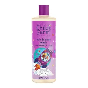 Childs Farm, Kids Hair & Body Wash for Dry, Sensitive Skin, Blackberry & Organic Apple, Gently Cleanses, Vegan, Cruelty-Free, 16.9 fl oz