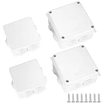 4Pcs White IP65 Waterproof ABS Junction Boxes, Electrical Enclosure,2 Sizes