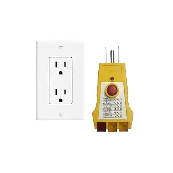 Outlet Tester with GFCI Check - Grounding & Receptacle Circuit Tester, Electric Outlet Tester Plug in, Automatic Electric Circuit Polarity Voltage Detector Breaker Finder (Yellow)