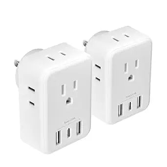 BN-LINK Multi Plug Outlet Extender 2 Pack, Outlet Splitter with 4 Outlet and 3 USB Ports (1 USB C), 4-Sided Multiple Plug Expander for Travel Kitchen Dorm Room Cruise Ship Essentials, White