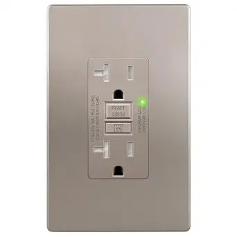 LIDER GFCI Outlet 20Amp, GFCI Receptacle, ETL Listed, Matte Nickel