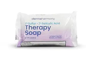 Dermaharmony 5% Sulfur 2% Salicylic Acid Bar Soap 4 oz – Crafted for those with Seborrehic Dermatitis, Dandruff, and Psoriasis (1 Bar)