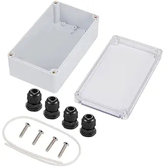 Universal Outdoor Junction Box ABS Plastic Dustproof Waterproof IP65 Universal Electrical Boxes Project Enclosure Grey with Transparent Clear Cover 3.9 x 2.7 x 2 inch (100 x 68 x 50mm)
